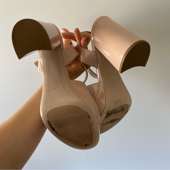 MIU MIU nude patent leather platform sandals with crystal 39 - Picture 3 of 3